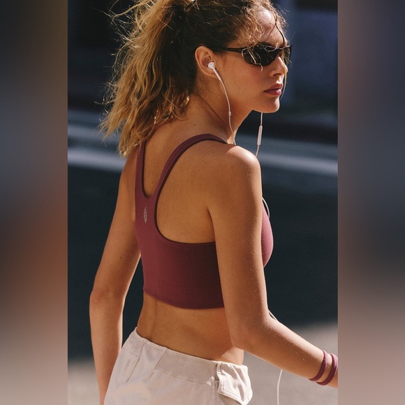 Free People Sports Bra Women’s Size Small Oxblood Burgundy FP Movement Yoga - Picture 11 of 11